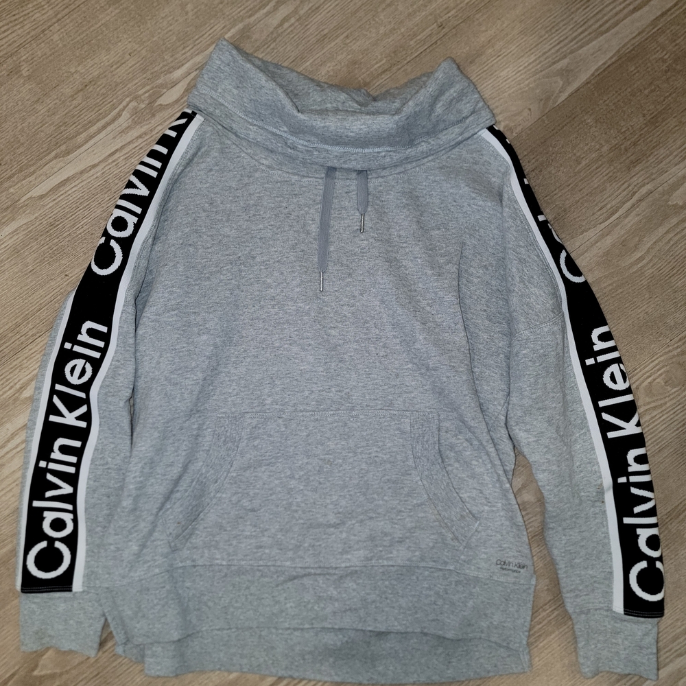 Calvin Klein Gray Hoodie with Logo Sleeves